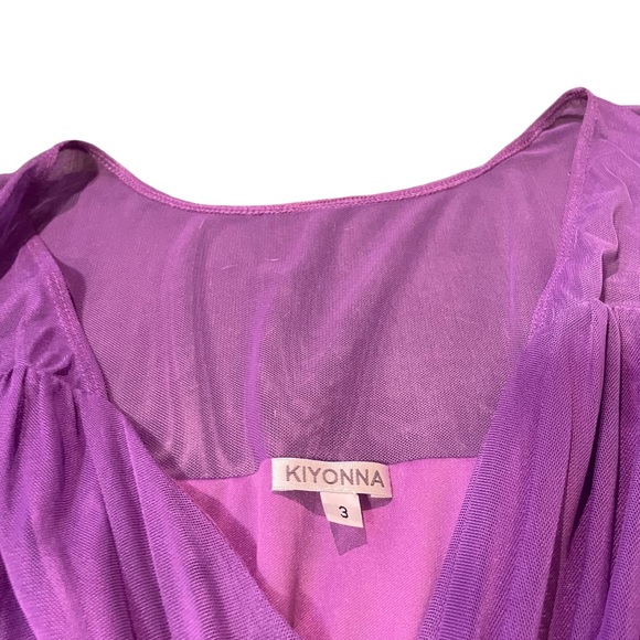 KIYONNA PLUS SIZE 3 PURPLE/MAUVE TOP W/ sheer accents & 3/4 length sleeves - Picture 11 of 13